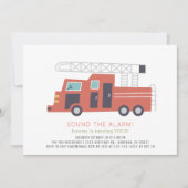 Invitation Camion rouge Pompier garçon Anniversaire (Devant)