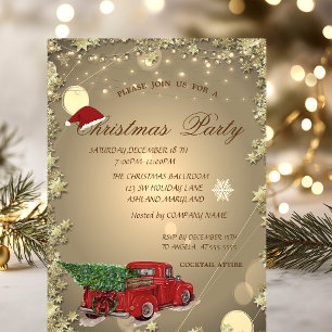 Invitation Camion rouge sapin chapeau de Père Noël Fête de No