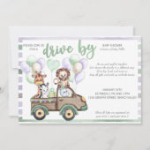 Invitation Camion Safari et animaux mignons Conduire par Baby (Devant)