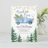 Invitation Camion sur Blue Christmas Camion Anniversaire (Debout devant)