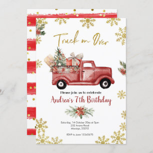 Invitation Camion sur Red Christmas Camion Anniversaire