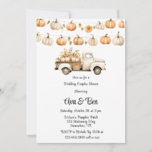 Invitation Camion vintage avec Citrouille Mariage Couples Dou