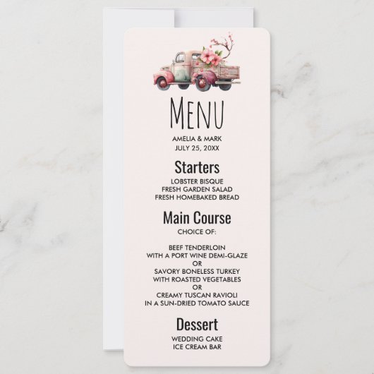 Invitation Camion Vintage rose (Devant)