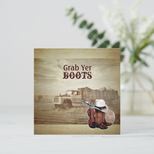 Invitation Camionnette de Ferme Rustique Mariage Western Camp (Debout devant)