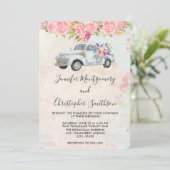 Invitation Camionnette et fleurs Mariage aquarelle rustique (Debout devant)