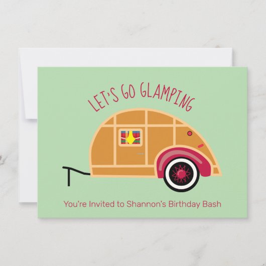 Invitation Camionnette Rétro en Bois pour Glamping (Devant)