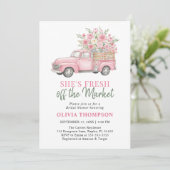 Invitation Camionnette Rose Fraîchement Sortie du Marché Fête (Debout devant)