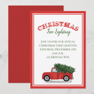Invitation Camionnette Rouge Antique Rustique Pays Arbre Clas