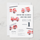 Invitation Camions à feu Anniversaire (Devant)