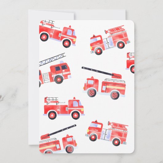 Invitation Camions à feu Boy 2e anniversaire (Dos)