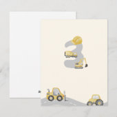 Invitation camions de construction 3e anniversaire (Devant / Derrière)