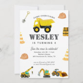 Invitation Camions de construction Anniversaire (Devant)