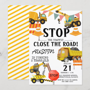 Invitation Camions de Construction Fête d'anniversaire pour