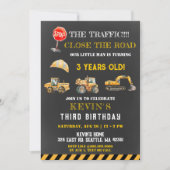Invitation Camions de construction Jaune garçon fête d'annive (Devant)