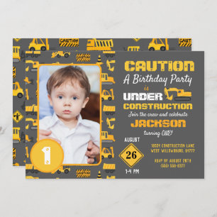 Invitation Camions de construction Motif Anniversaire Photo G
