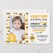 Invitation Camions de construction Motif photo d'anniversaire (Devant)
