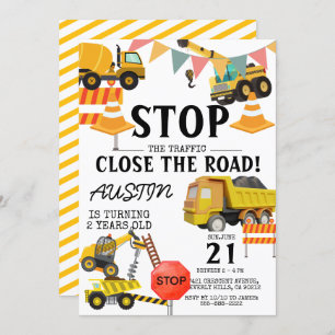 Invitation Camions de construction   Parti Anniversaire de en