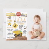 Invitation Camions de construction Thème 3ème anniversaire de (Devant)