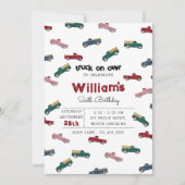 Invitation Camions de ramassage Véhicules mignons Anniversair (Devant)