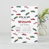 Invitation Camions de ramassage Véhicules mignons Anniversair (Debout devant)