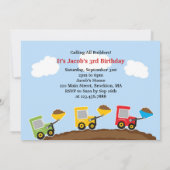 Invitation Camions de vidange Construction Anniversaire Invit (Dos)