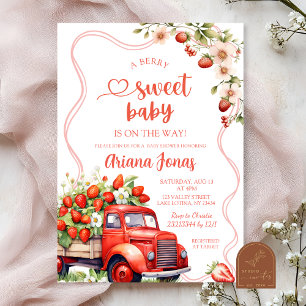 Invitation Camions fraises Baby shower d'été