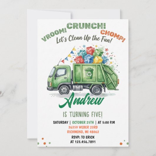 Invitation Camions modernes personnels pour enfants pour leur (Devant)