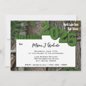 Invitation Camo 2025 Arbre Graduation Twin Photo Green (Dos)