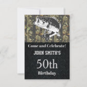 Invitation Camo Bass Pêche Anniversaire Fête Hommes (Devant)