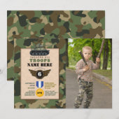 Invitation Camo de fête d'anniversaire des militaires de l'ar (Devant / Derrière)