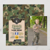 Invitation Camo de fête d'anniversaire des militaires de l'ar (Devant / Derrière)