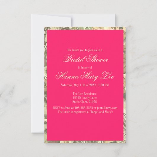 Invitation Camo Elegant Bridal Pink (Dos)