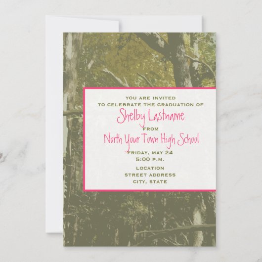 Invitation Camo et classe rose de l'invitation 2014 (Dos)