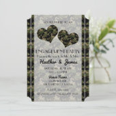 Invitation Camo Hearts Camouflage Fiançailles Douche Party (Debout devant)