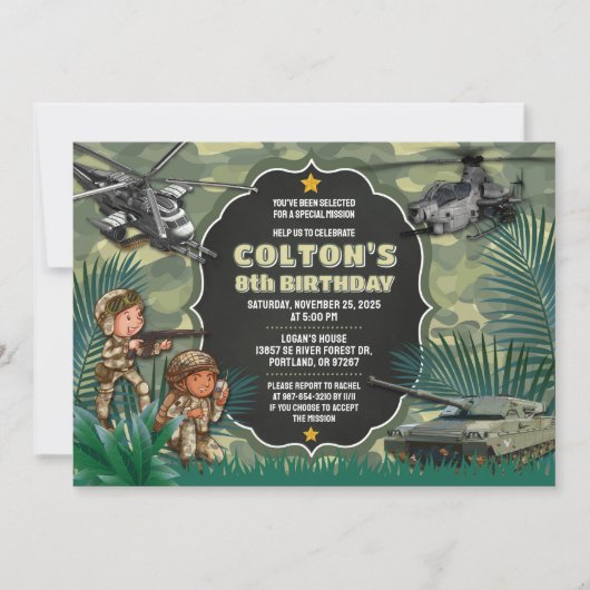 Invitation Camo, Jeu de l'Armée des Enfants Annive (Devant)