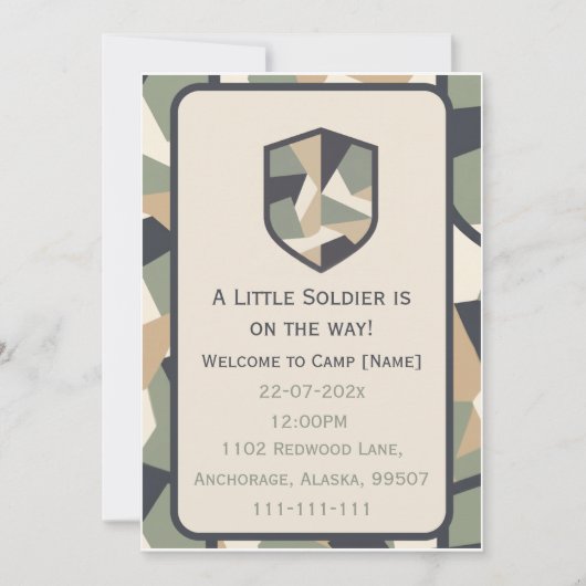 Invitation Camo Militaire Géométrique Moderne (Devant)
