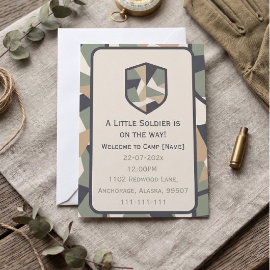 Invitation Camo Militaire Géométrique Moderne