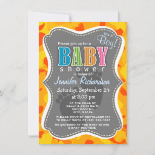 Invitation Camo orange ambre ; Camouflage