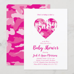 Invitation Camo rose Baby shower Camouflage Country Girl