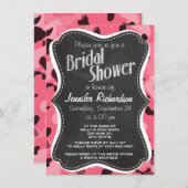 Invitation Camo rose-rose; Camouflage; Tableau noir rétro (Devant / Derrière)