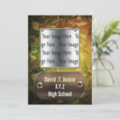 Invitation Camo vert de détresse - photo de graduation Invita (Debout devant)