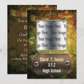 Invitation Camo vert de détresse - photo de graduation Invita (Devant / Derrière)