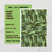 Invitation Camo Vert-Fête Surprise (Devant / Derrière)
