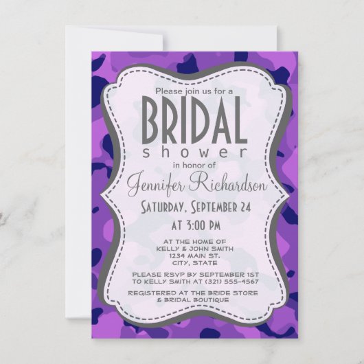 Invitation Camo violet de raisin ; Camouflage (Devant)