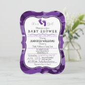 Invitation Camo violet violet, Baby shower Camouflage (Debout devant)