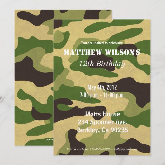 Invitation Camoflauge (Devant / Derrière)