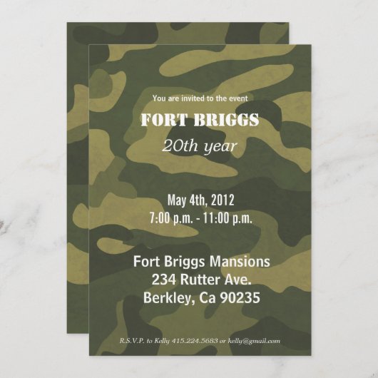 Invitation Camoflauge (Devant / Derrière)