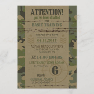 Invitation Camouflage de la jungle militaire Anniversaire mil