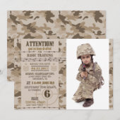 Invitation Camouflage du désert de l'armée Anniversaire milit (Devant / Derrière)