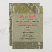 Invitation Camouflage et Baby shower rose (Devant / Derrière)